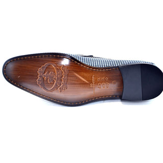 orrente Men's Shoes White Texture Print / Calf-Skin Leather Horsebit Loafers 4581 (CRT1102)-AmbrogioShoes