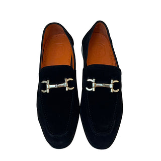 Corrente P000654 6472 Men's Shoes Black Soft Suede Leather Bit Buckle Loafers (CRT1419)-AmbrogioShoes