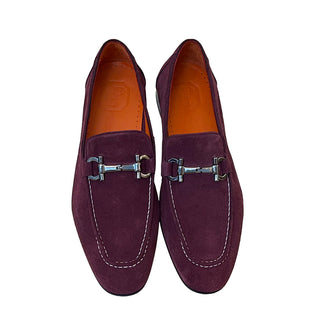 Corrente P000655 6472 Men's Shoes Wine Soft Suede Leather Bit Buckle Loafers (CRT1420)-AmbrogioShoes