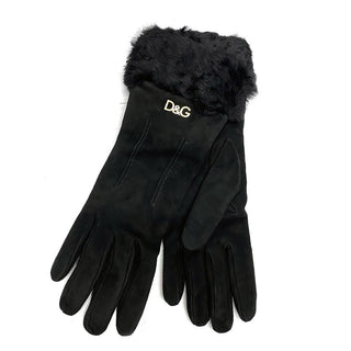 Dolce & Gabbana Women's Black Suede & Fur Leather Gloves (DGGL1000)-AmbrogioShoes