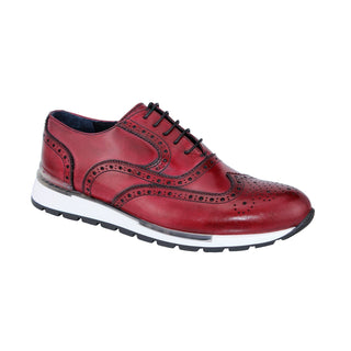 Duca Barletta Men's Shoes Antique Red Calf-Skin Leather Oxfords Sneakers (D1008)-AmbrogioShoes