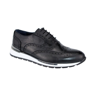 Duca Barletta Men's Shoes Black Calf-Skin Leather Oxfords Sneakers (D1009)-AmbrogioShoes