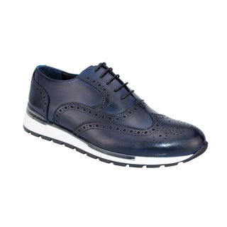 Duca Barletta Men's Shoes Navy Calf-Skin Leather Oxfords Sneakers (D1010)-AmbrogioShoes