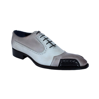 Duca Brescia Men's Shoes Black/Grey/Off White Calf-Skin Leather Oxfords (D1014)-AmbrogioShoes