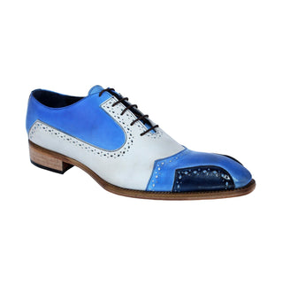 Duca Brescia Men's Shoes Navy/Light Blue/Off White Calf-Skin Leather Oxfords (D1015)-AmbrogioShoes
