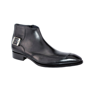 Duca Taranto Men's Shoes Black Calf-Skin Leather Boots (D1075)-AmbrogioShoes