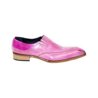 Duca Trani Men's Shoes Pink/Fuscia Calf-Skin Leather Loafers (D1118)-AmbrogioShoes