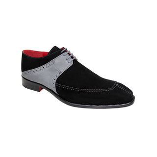 Emilio Franco Amadeo Men's Shoes Black/Grey Suede Leather Derby Oxfords (EF1014)-AmbrogioShoes