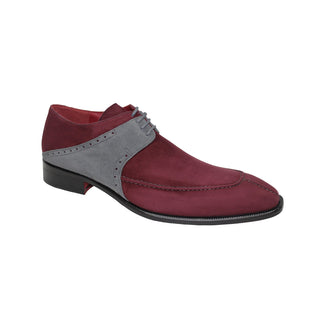 Emilio Franco Amadeo Men's Shoes Burgundy/Grey Suede Leather Derby Oxfords (EF1015)-AmbrogioShoes