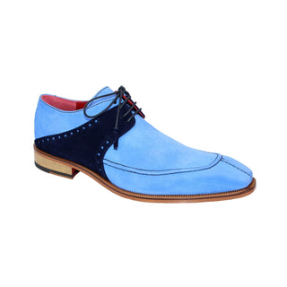 Emilio Franco Amadeo Men's Shoes Light Blue/Navy Suede Leather Derby Oxfords (EF1017)-AmbrogioShoes