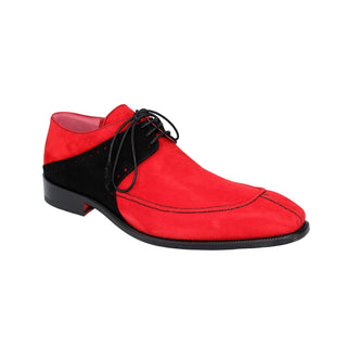 Emilio Franco Amadeo Men's Shoes Red/Black Suede Leather Derby Oxfords (EF1018)-AmbrogioShoes