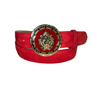Emilio Franco BL40 Red/Gold Suede Men's Belts (EFC1065)-AmbrogioShoes