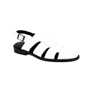 Emilio Franco Catania Men's Shoes White Calf-Skin Leather Sandals Sandals (EF1153)-AmbrogioShoes