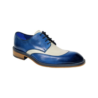 Emilio Franco Cosimo Men's Shoes Ocean Blue/Bone Calf-Skin Leather Oxfords (EF1158)-AmbrogioShoes