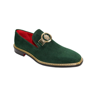 Emilio Franco EF102 Men's Shoes Green Suede Leather Formal Loafers (EFC1007)-AmbrogioShoes