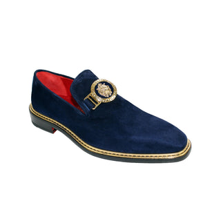 Emilio Franco EF102 Men's Shoes Navy Suede Leather Formal Loafers (EFC1008)-AmbrogioShoes