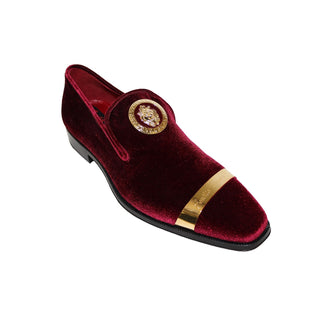 Emilio Franco EF13P Men's Shoes Burgundy Velvet Formal Loafers (EFC1001)-AmbrogioShoes