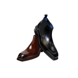 Emilio Franco Ignazio Men's Shoes Black Calf-Skin Leather Boots (EF1051)-AmbrogioShoes