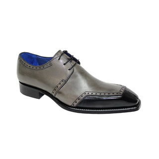 Emilio Franco Italo Men's Shoes Black/Grey Calf-Skin Leather Oxfords (EF1053)-AmbrogioShoes