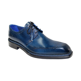 Emilio Franco Lando Men's Shoes Ocean Blue Calf-Skin Leather Oxfords (EF1059)-AmbrogioShoes