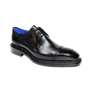 Emilio Franco Leandro Men's Shoes Black Calf-Skin Leather Oxfords (EF1063)-AmbrogioShoes