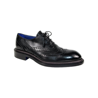 Emilio Franco Mattia Men's Shoes Black Calf-Skin Leather Oxfords (EF1173)-AmbrogioShoes