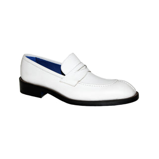 Emilio Franco Mirko Men's Shoes White Calf-Skin Leather Loafers (EF1177)-AmbrogioShoes