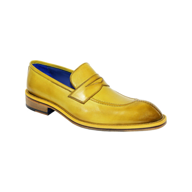 Emilio Franco Mirko Men's Shoes Yellow Calf-Skin Leather Loafers (EF1178)-AmbrogioShoes