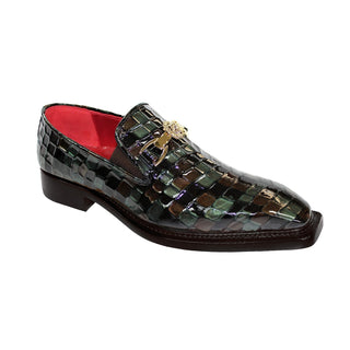Emilio Franco Narciso Men's Shoes Multi Green Patent Leather Multi Croco Print Loafers (EFC1020)-AmbrogioShoes