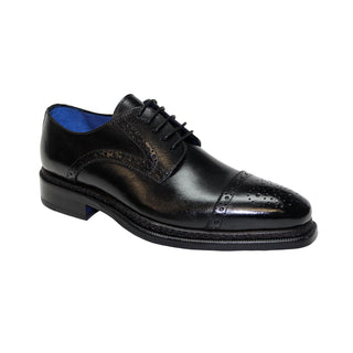 Emilio Franco Nicolo Men's Shoes Black Calf-Skin Leather Oxfords (EF1083)-AmbrogioShoes