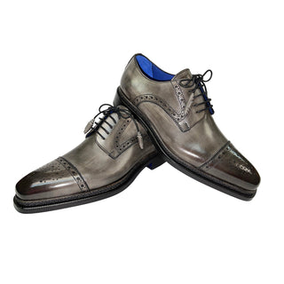 Emilio Franco Nicolo Men's Shoes Grey Calf-Skin Leather Oxfords (EF1084)-AmbrogioShoes