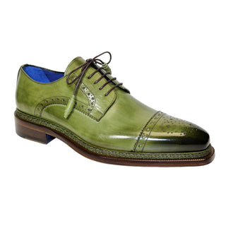 Emilio Franco Nicolo Men's Shoes Olive Calf-Skin Leather Oxfords (EF1085)-AmbrogioShoes