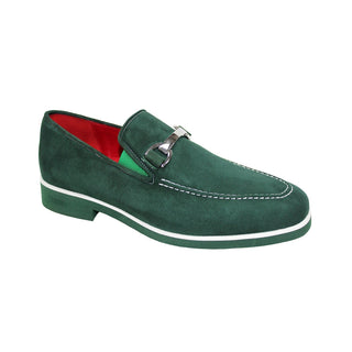 Emilio Franco Nino II Men's Shoes Green Suede Leather Loafers (EF1087)-AmbrogioShoes