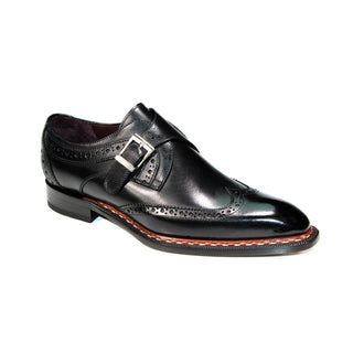 Emilio Franco Riccardo Men's Shoes Black Calf Skin Leather Monkstraps Monkstraps (EF1227)-AmbrogioShoes