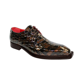 Emilio Franco Santo Men's Shoes Multi Brown Patent Leather Multi Croco Print Oxfords (EFC1025)-AmbrogioShoes
