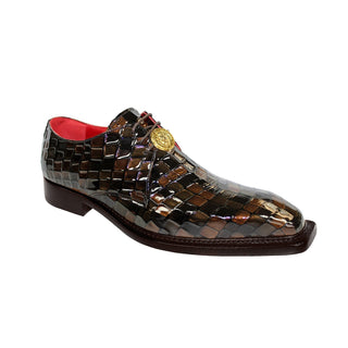 Emilio Franco Santo Men's Shoes Multi Brown Patent Leather Multi Croco Print Oxfords (EFC1025)-AmbrogioShoes