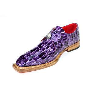 Emilio Franco Santo Men's Shoes Purple Multi Patent Leather Multi Croco Print Oxford (EFC1103)-AmbrogioShoes