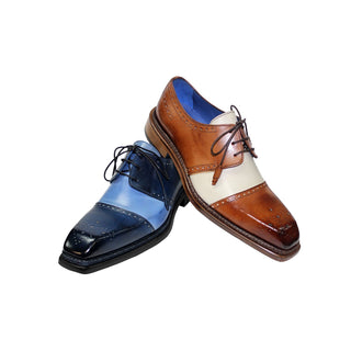 Emilio Franco Saverio Men's Shoes Brandy/Cream Leather Oxfords (EF1099)-AmbrogioShoes