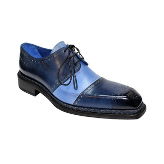 Emilio Franco Saverio Men's Shoes Navy/Light Blue Leather Oxfords (EF1100)-AmbrogioShoes