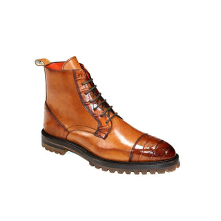 Fennix Bastian Men's Shoes Gold Alligator/Calf Leather Exotic Boots (FX1133)-AmbrogioShoes