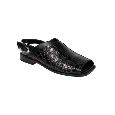 Fennix FX126 Men's Shoes Black Alligator/Calf Exotic Sandals (FX1087)-AmbrogioShoes