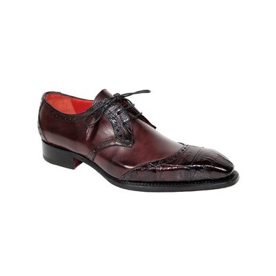 Fennix Jax Men's Shoes Burgundy Alligator/Calf Leather Exotic Oxfords (FX1091)-AmbrogioShoes
