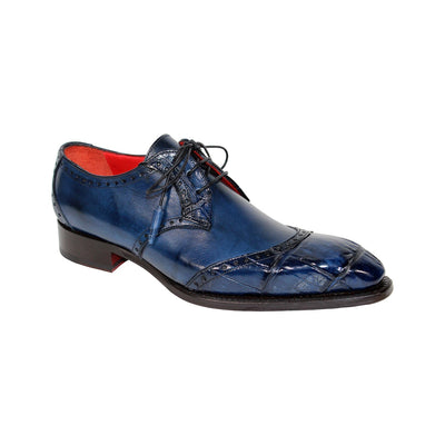 Fennix Jax Men's Shoes Navy Alligator/Calf Leather Exotic Oxfords (FX1092)-AmbrogioShoes