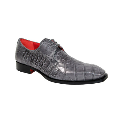 Fennix Logan Men's Shoes Grey Alligator Exotic Oxfords (FX1093)-AmbrogioShoes