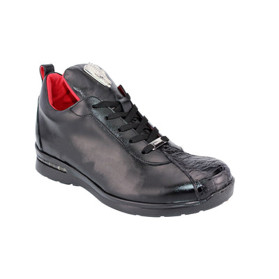 Fennix Roman Men's Shoes Black Alligator/Calf Leather Exotic Sneakers (FX1095)-AmbrogioShoes