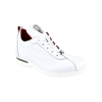 Fennix Roman Men's Shoes White Alligator/Calf Leather Exotic Sneakers (FX1097)-AmbrogioShoes