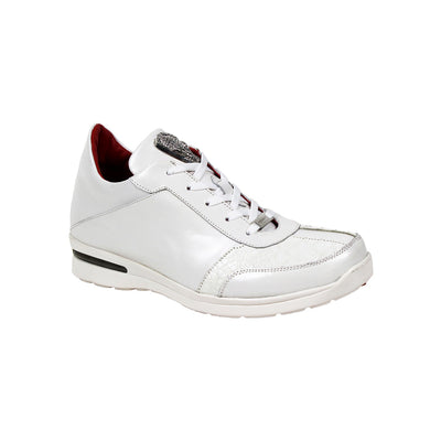 Fennix Tommy Men's Shoes White Alligator/Calf Leather Exotic Sneakers (FX1100)-AmbrogioShoes