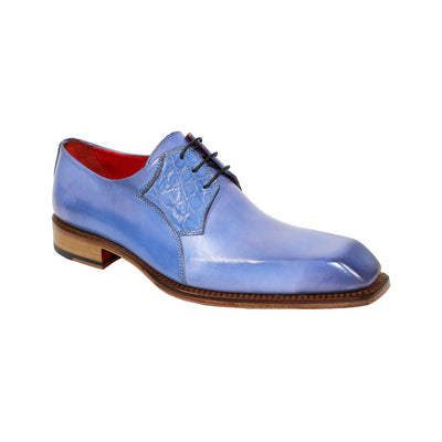 Fennix Tristan Men's Shoes Light Blue Calf/Alligator Exotic Oxfords (FX1105)-AmbrogioShoes