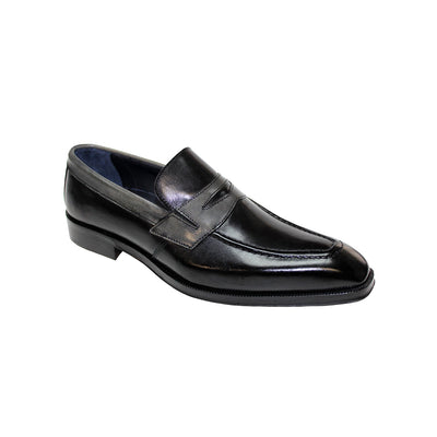 Firmani Trevor Men's Shoes Black/Grey Calf-Skin Leather Loafers (FIR1017)-AmbrogioShoes