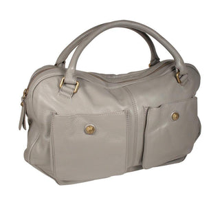Dellamoda Gray Lamb Leather Handbag Maddox TS10-07 (DM24)-AmbrogioShoes